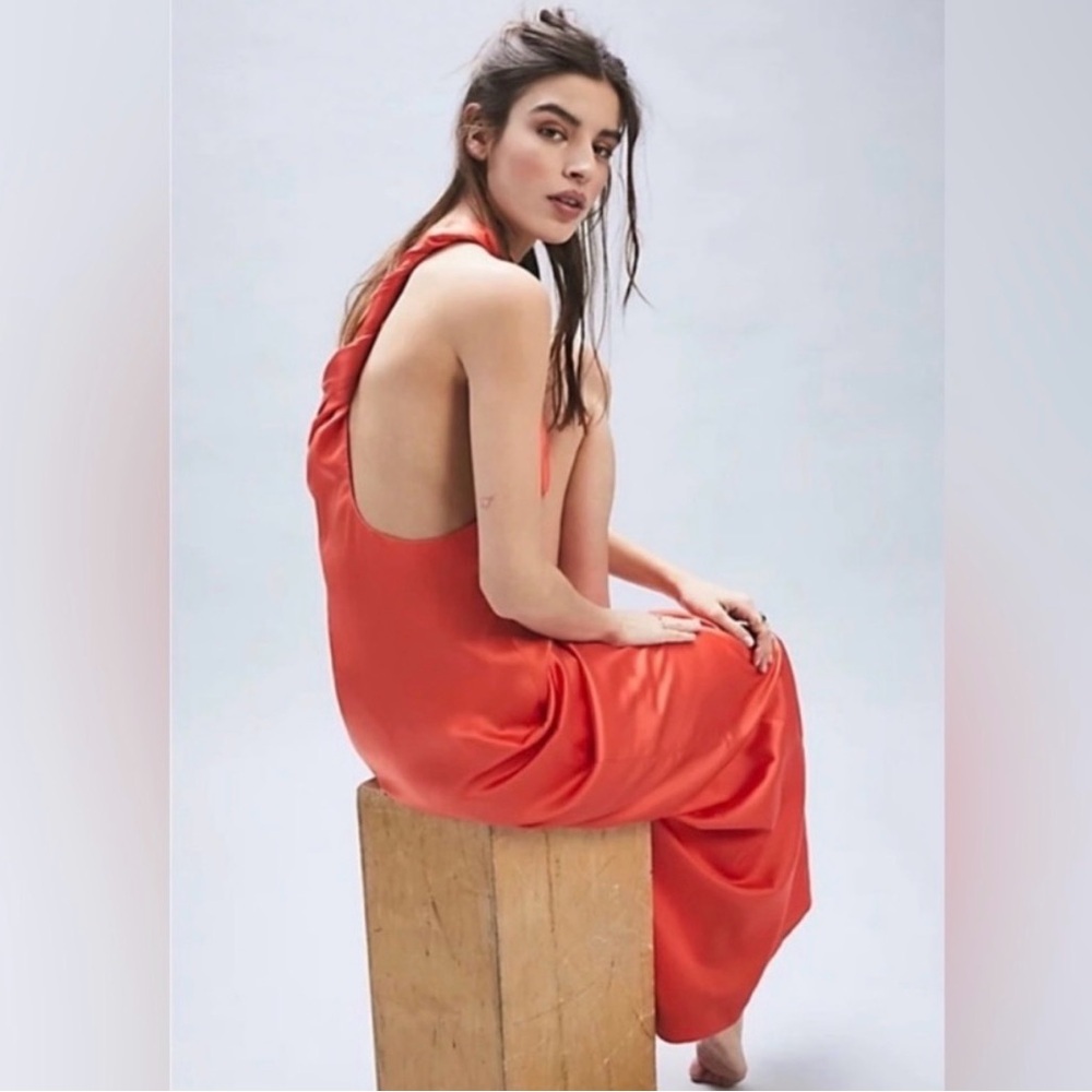 Free People Orange One-Shoulder Dress Size 2 - Picture 2 of 6